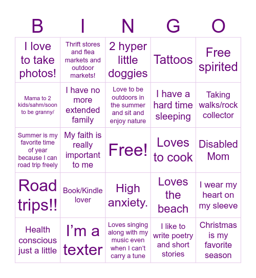 Lisa’s Bingo Card