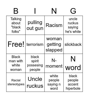 Boondocks bingo Card