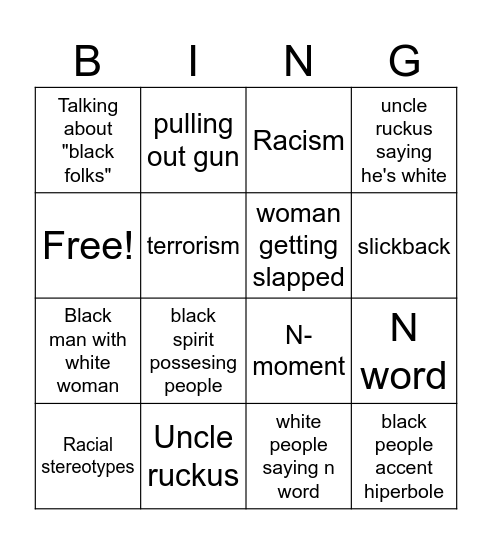 Boondocks bingo Card