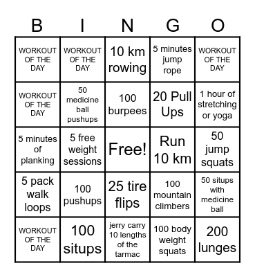 KFMH Fitness BINGO Card