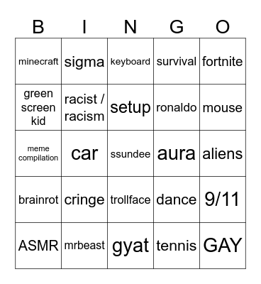 The Shorts Bingo Card