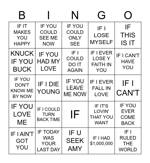 IF Bingo Card