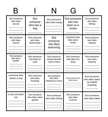 A.R. Thanksgiving Bingo Card