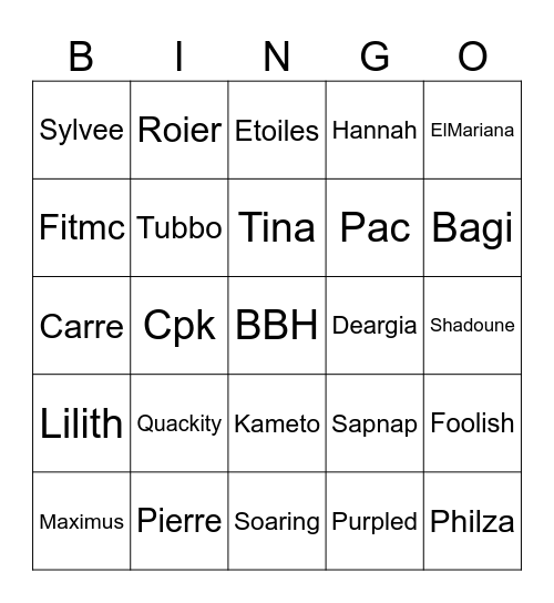 Squid craft Bingo Card