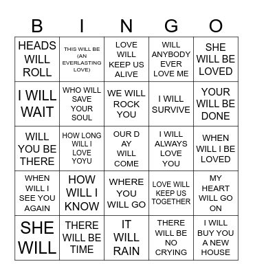 WILL Bingo Card