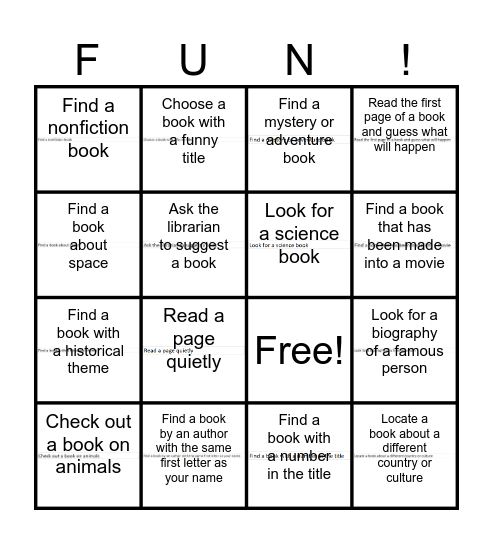 LiBRARY BINGO! Bingo Card