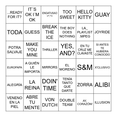 BINGO POP 1 Bingo Card