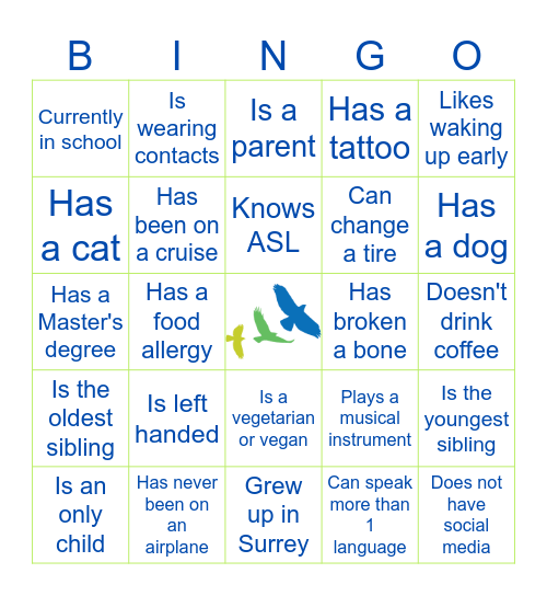 Human Bingo Card