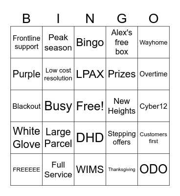 Wayfair Holiday Bingo Card