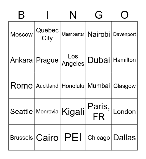 Geo Bingo Card