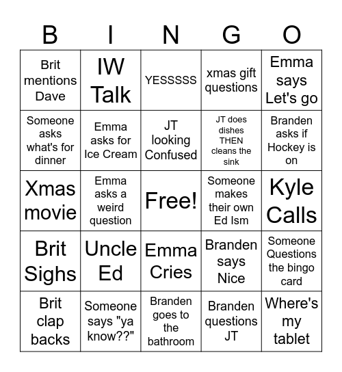 Zeitler House Bingo Card