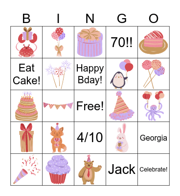 Georgia’s Birthday Bingo! Bingo Card