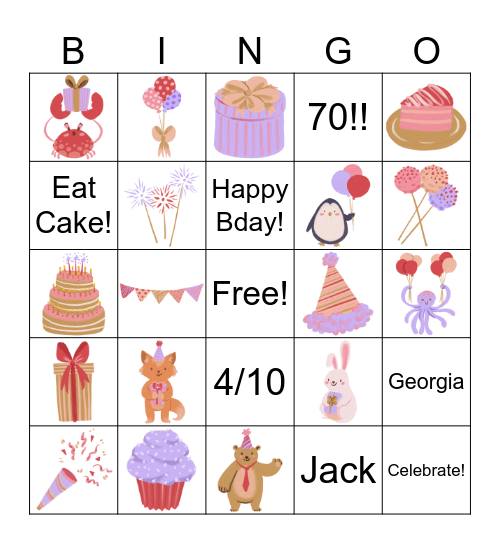 Georgia’s Birthday Bingo! Bingo Card