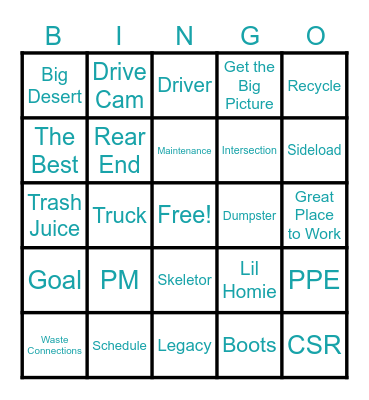 Trash Bingo Card