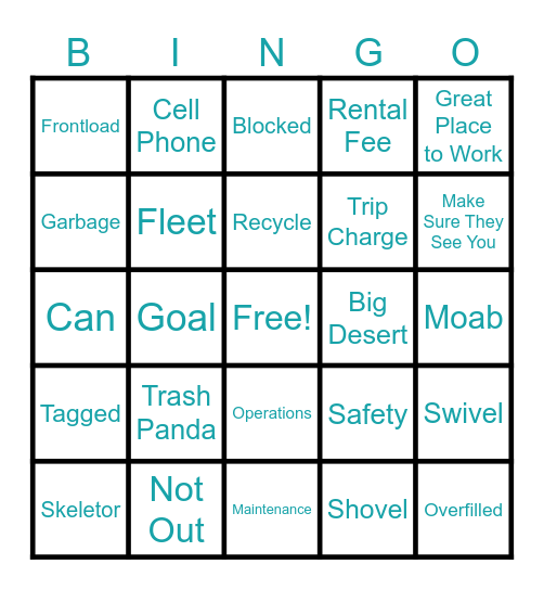 Trash Bingo Card