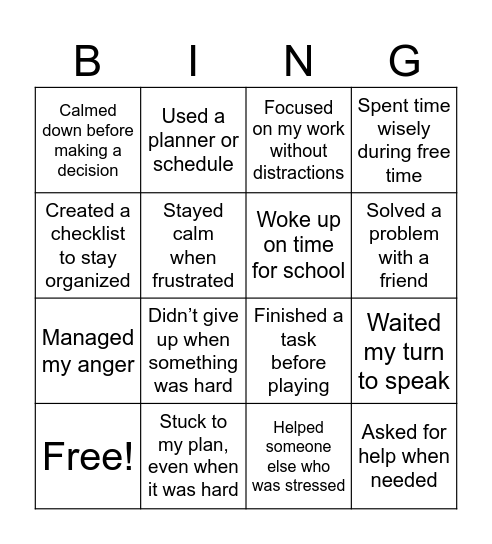 Sel Bingo Card