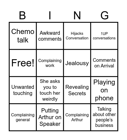 Shelby Bingo Card