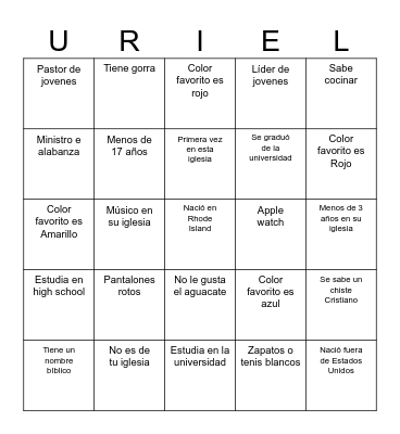Uriel: Vigilia 11/15/2024 Bingo Card