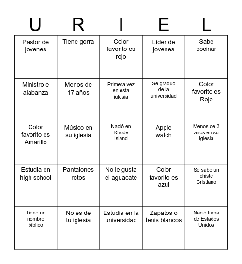 Uriel: Vigilia 11/15/2024 Bingo Card