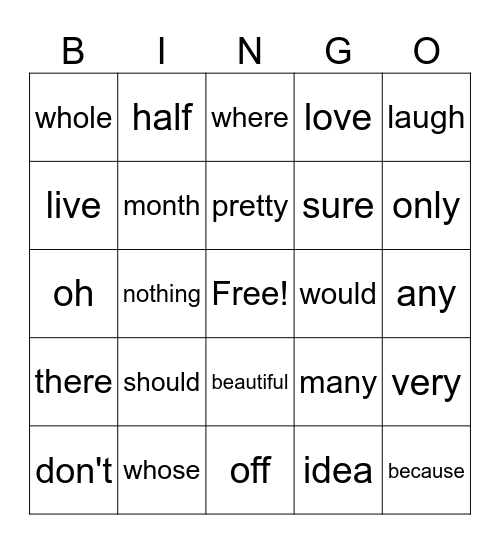 68 Bingo Card