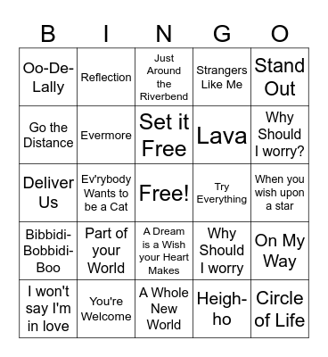 Disney Bingo Card