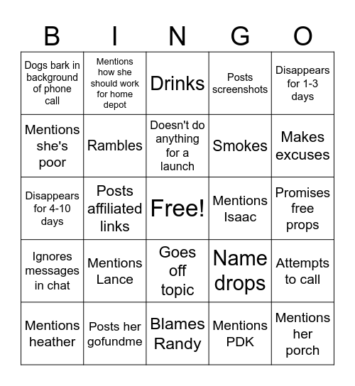 Jpc bingo Card