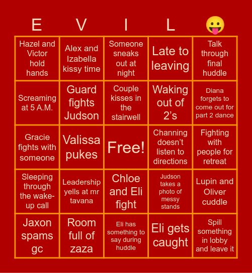 EVIL FMBC BINGO Card