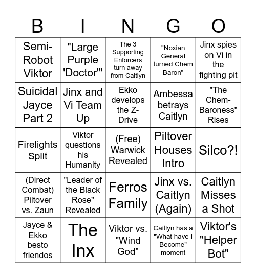 Arcane S2 Act 2 Bingo Card Bingo Card