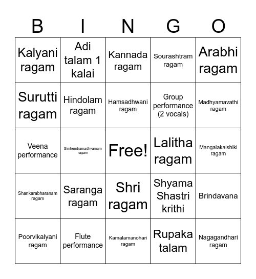 Afternoon Session Bingo Card