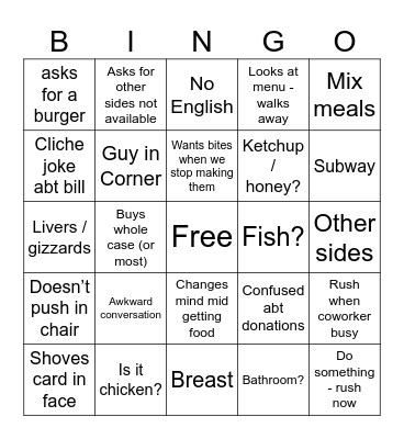 Chester’s chicken 😢 Bingo Card