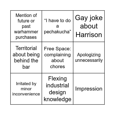 Maxim Bingo Card