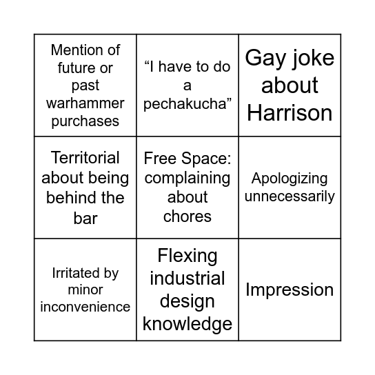 Maxim Bingo Card