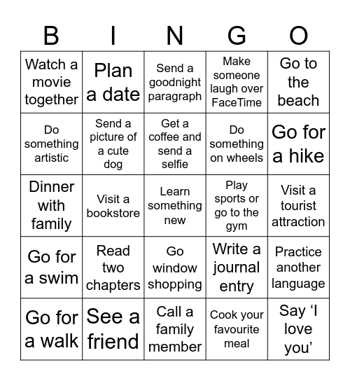 Bae Bingo Card