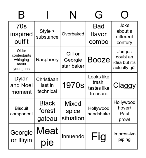 1970s Week Bingo Card