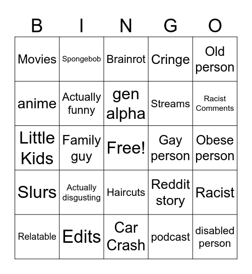 IG REELS Bingo Card