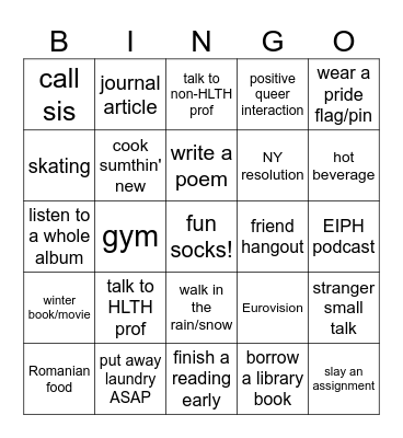 Week:____________________________ Bingo Card