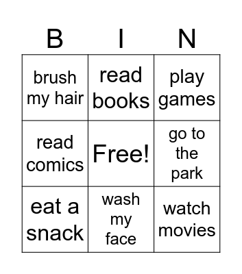 Let's play bingo! Bingo Card