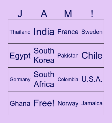 JamBoard! Bingo Card