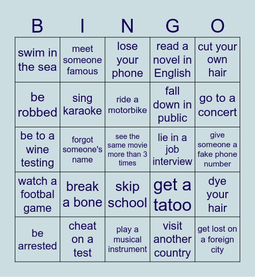 HAVE YOU EVER? Bingo Card