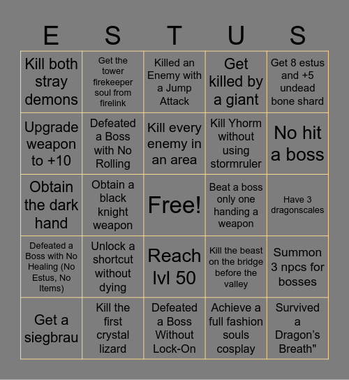 Drunk Souls 3 Bingo! Bingo Card