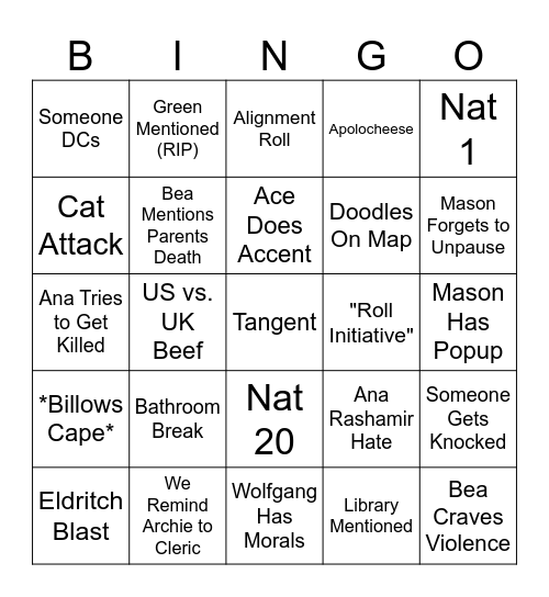 Dragonstones Bingo Card