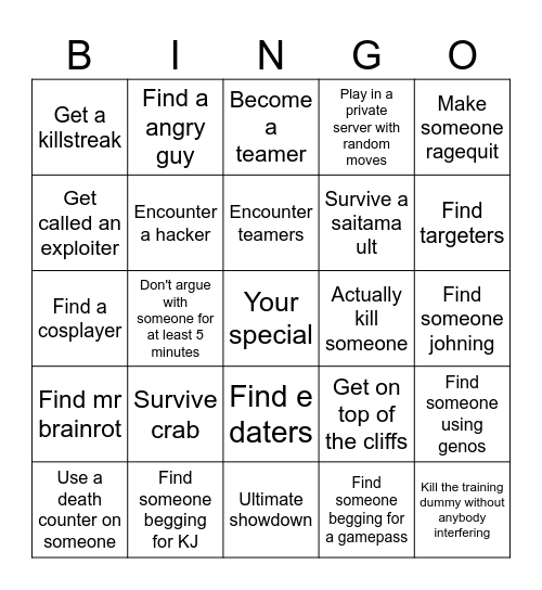 Strongest Battlegrounds Bingo Card