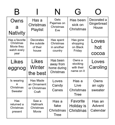 Christmas Bingo Card