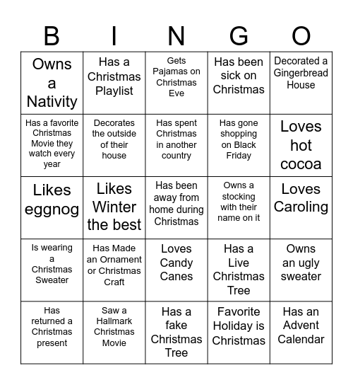 Christmas Bingo Card