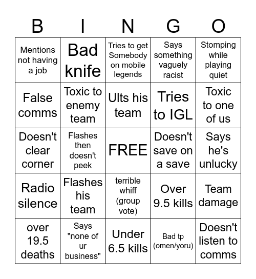 Valorant Bingo p2 - kayo Bingo Card