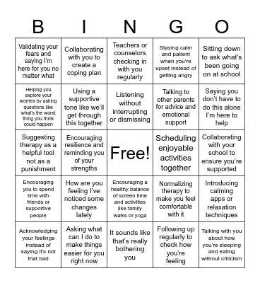 Supporting Mental Health - Opposite Day Bingo Card