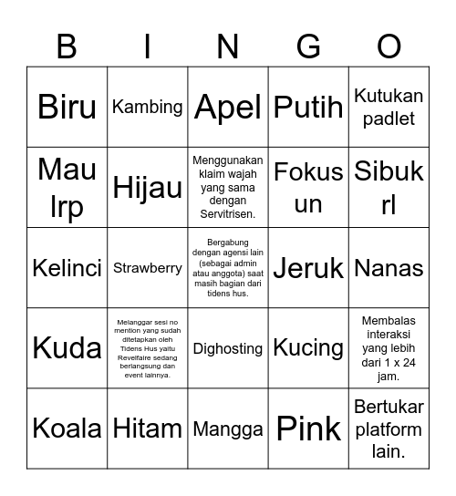 Oyi's Bingo Card