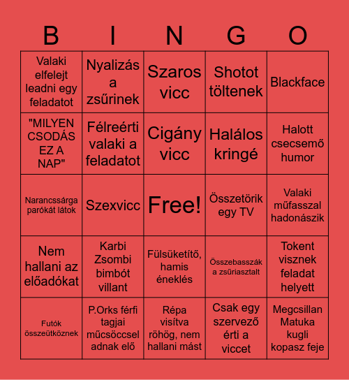 BunkósTesók Bingo Card