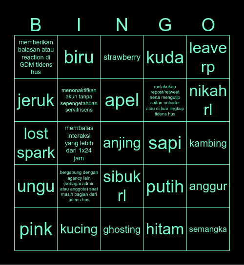 bismillah berkah Bingo Card