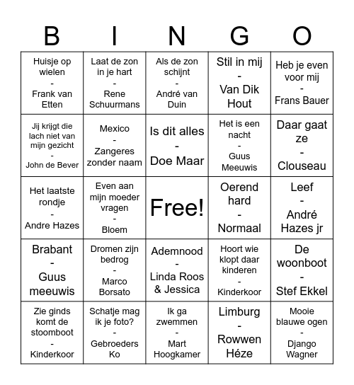 meezingers Bingo Card